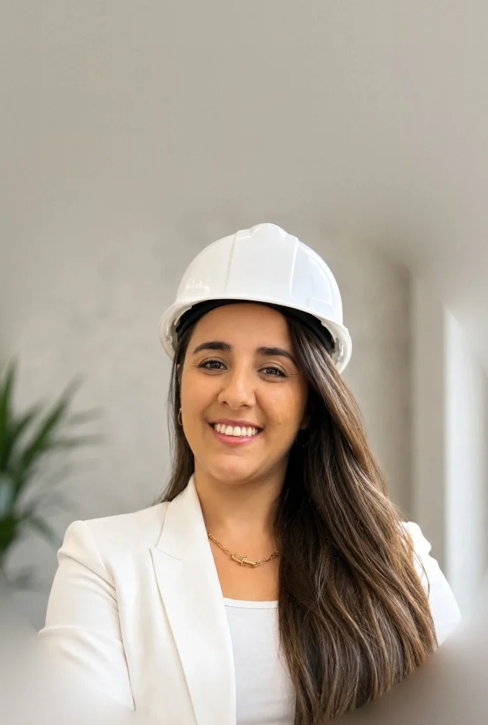 Agnes Vanessa, Engenheira Civil da New World Engenharia, de capacete branco